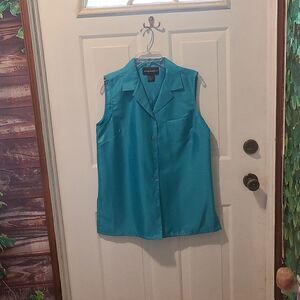 Ladies Size 10 Sleeveless Turquoise Blouse